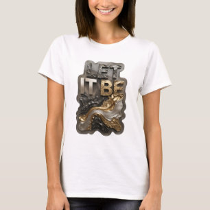 Camiseta Negrito Prata LET IT BE Design de Texto