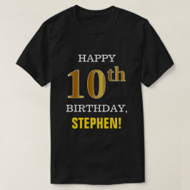 Camiseta Negrito, Preto, Falso Dourado 10º Aniversário com 