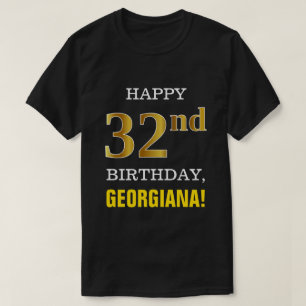 Camiseta Negrito, Preto, Falso Dourado 32º aniversário com