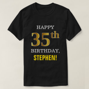 Camiseta Negrito, Preto, Falso Dourado 35.º Aniversário c