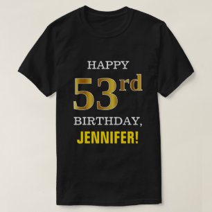 Camiseta Negrito, Preto, Falso Dourado 53º Aniversário com