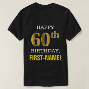 Camiseta Negrito, Preto, Falso Dourado 60º aniversário com