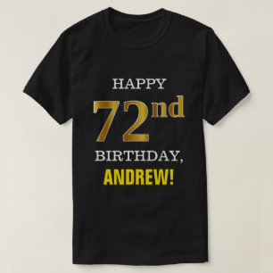 Camiseta Negrito, Preto, Falso Dourado 72º Aniversário co