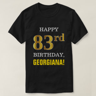 Camiseta Negrito, Preto, Faux Dourado 83º Aniversário com