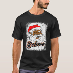 Camiseta Negro Acredita Papai Noel Papais noeis Afro-Americ