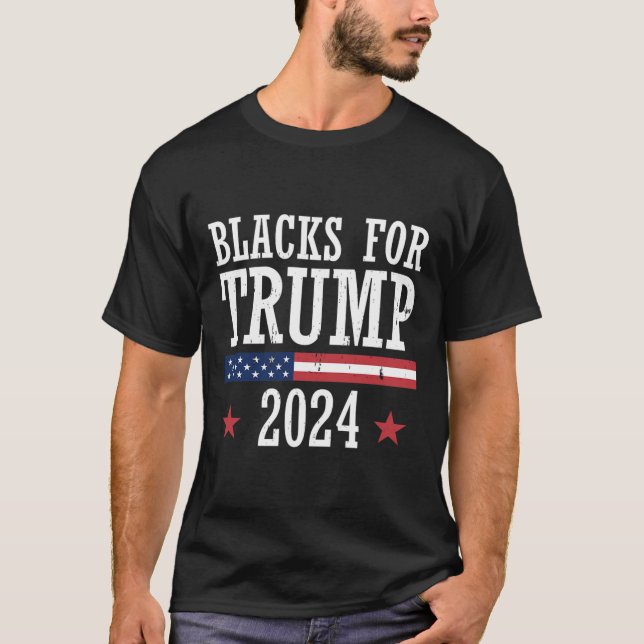 Camiseta Negros Para Trump 2024 Republica Presidencial (Frente)