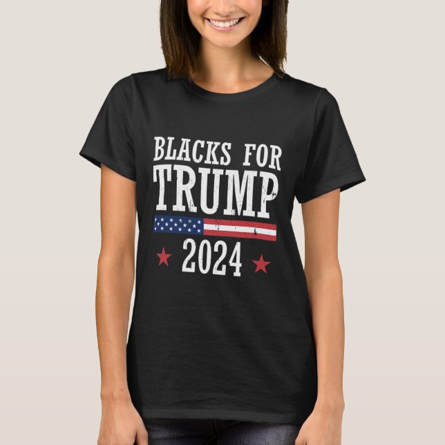 Camiseta Negros Para Trump 2024 Republica Presidencial (Frente)