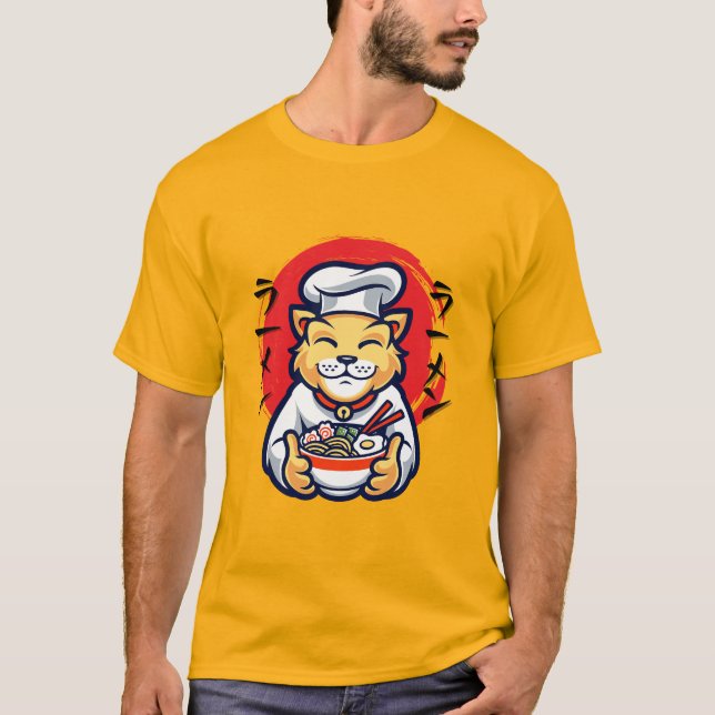 Camiseta Neko Cat Chef Japonês Cute Kawaii (Frente)