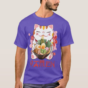 Camiseta Neko Kawaii Cat Ramen Bowl Anime Noodle Japonês