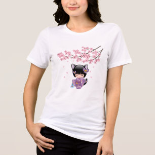 Camiseta Neko Kokeshi Doll - Cat Ears Geisha Girl