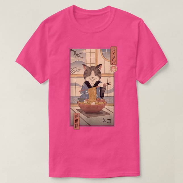Camiseta Neko Ramen Ukiyo-e (Frente do Design)