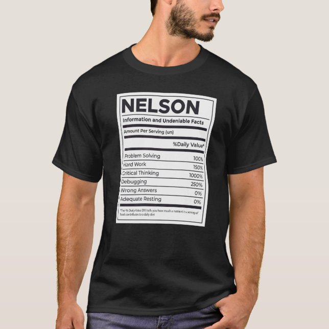 Camiseta Nelson Nutrition Information Problem Solving Duro (Frente)
