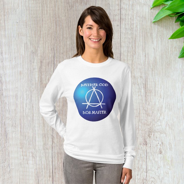 Camiseta Nem Deus nem o símbolo da Anarquia Mestre (Criador carregado)