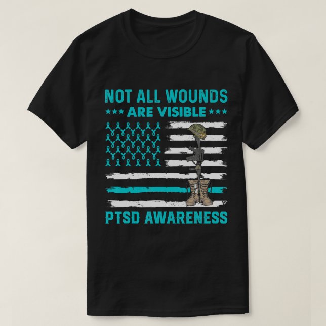 Camiseta Nem todas as feridas são visíveis no sentido PTSD  (Frente do Design)