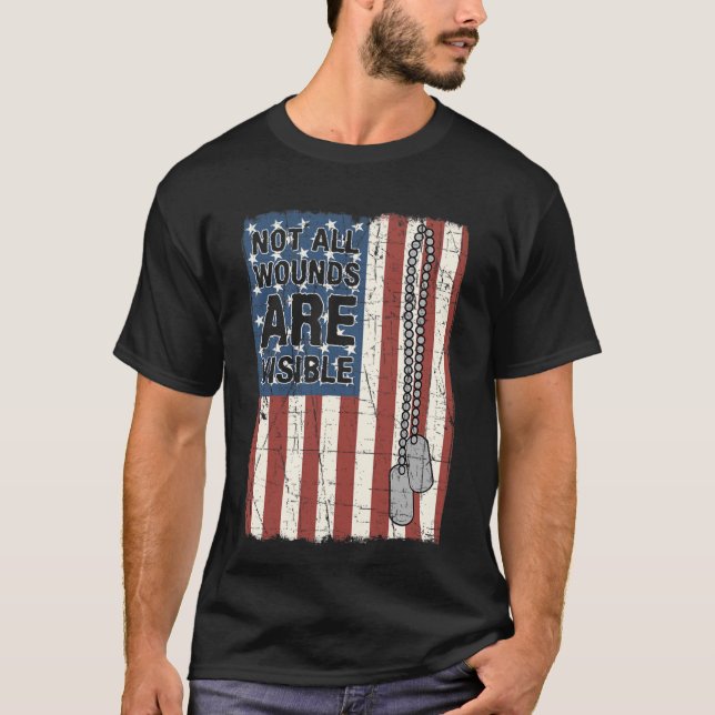 Camiseta Nem Todas As Feridas São Visíveis Para Ptsd Citar  (Frente)