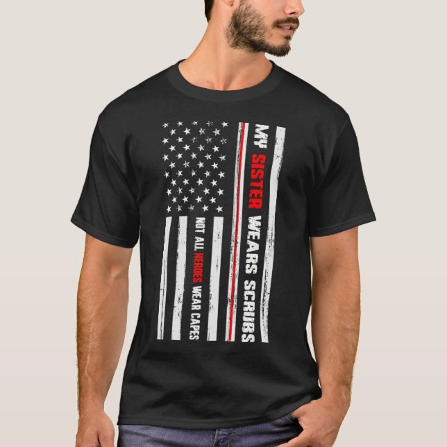 Camiseta Nem todos os heróis Vestem minha irmã Veste cota d (Frente)