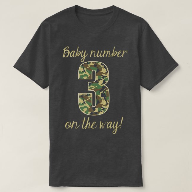 Camiseta Neném 3 Camo de Anúncio de Gravidez (Frente do Design)