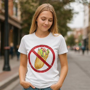 Camiseta Nenhum Burritos Permitido Assinar Proibição Humoro