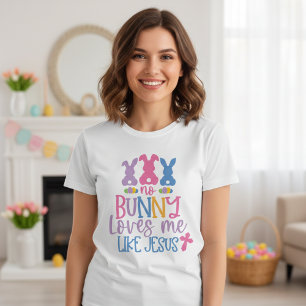 Camiseta Nenhum Coelhinho Me Ama Como Jesus Páscoa Cristã