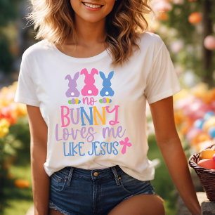 Camiseta Nenhum Coelhinho Me Ama Como Jesus Páscoa Cristã