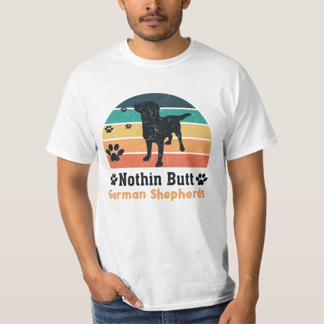 Camiseta Nenhum German shepherd Bumbum Engraçado Cachorro (Frente)