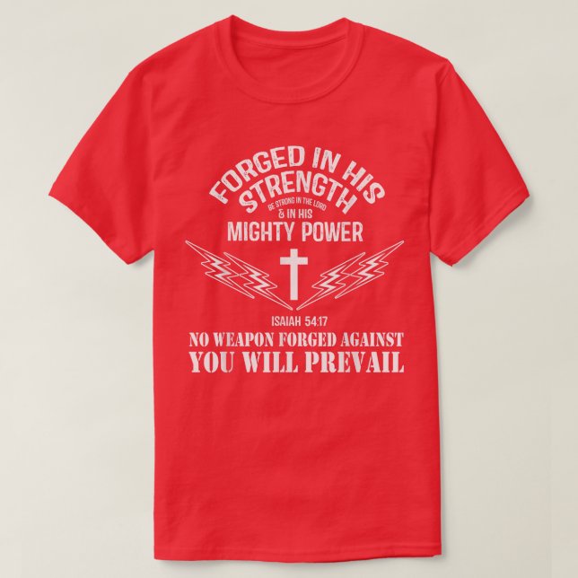 Camiseta Nenhuma arma armada contra mim pode impedir Christ (Frente do Design)