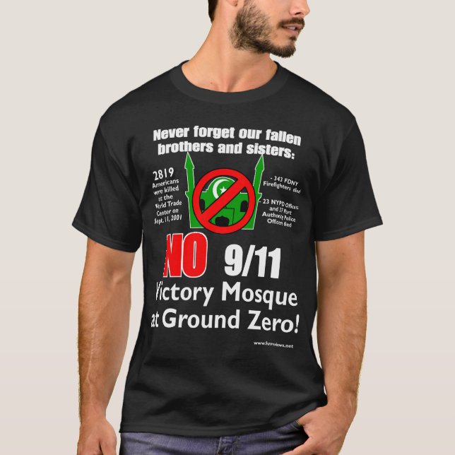 Camiseta Nenhuma mesquita da vitória de 9/11 no ponto zero! (Frente)