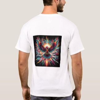 Camiseta Neo Phoenix Explosion-Vibrant Electric Bird Art