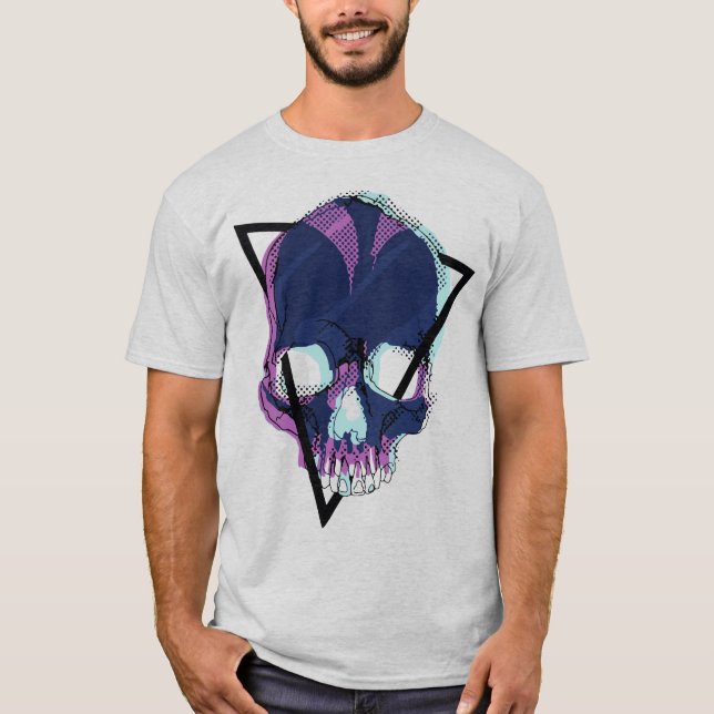 Camiseta Neo Skull - Vaporwave Cyberpunk Skull (Frente)