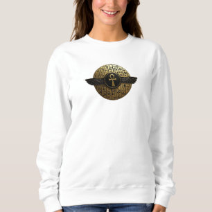 Camiseta NeoAnkh 3D Ankh Alado Dourado & Disco de Hieróglif