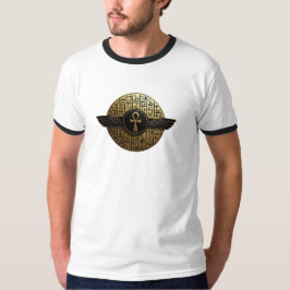 Camiseta NeoAnkh 3D Golden Winged Ankh & Hieroglyphs