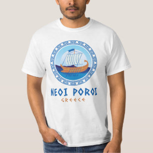 Camiseta Neoi Poroi, Grécia Desenho de Navio Grego Masculin