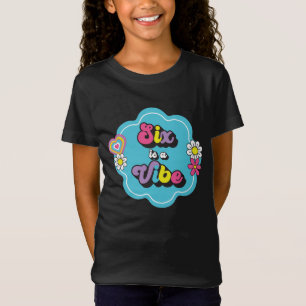 Camiseta Neon 90s Retro Seis é um Aniversário de 6 Vibe