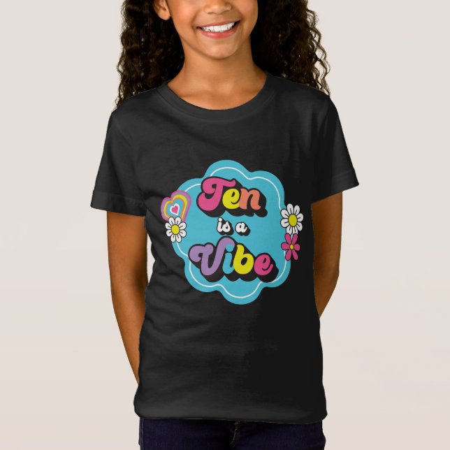 Camiseta Neon 90s Retro Ten é um Vibe 10th Birthday (Frente)