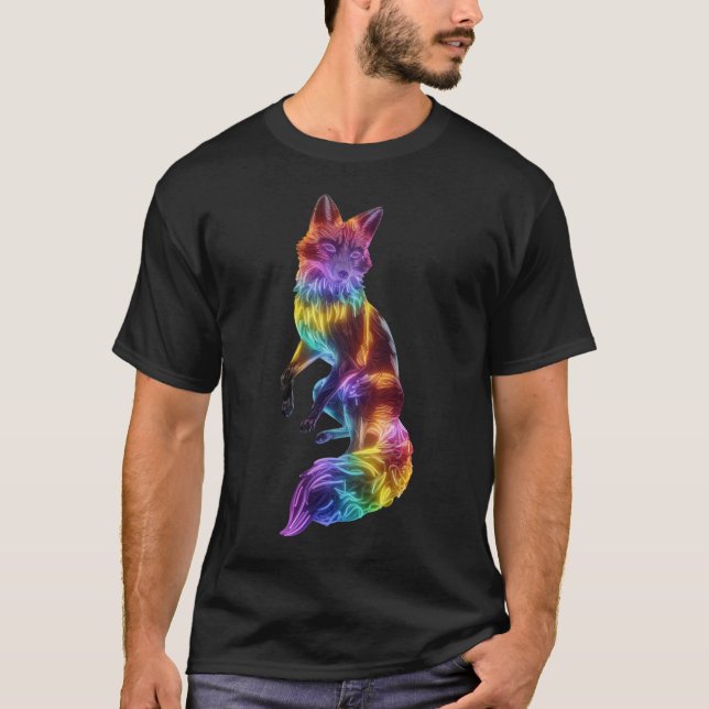 Camiseta Neon acende uma bela raposa (Frente)