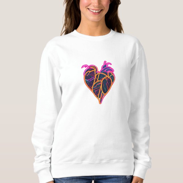 Camiseta Neon Anatomical Heart Hoodie | Botânica Artística (Frente)