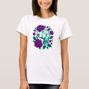 Camiseta Neon Bloom – Caveira em Rosas