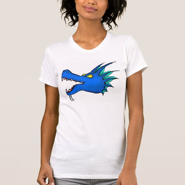 Camiseta Néon Blue Dragon Art head senhoras tee (Frente)
