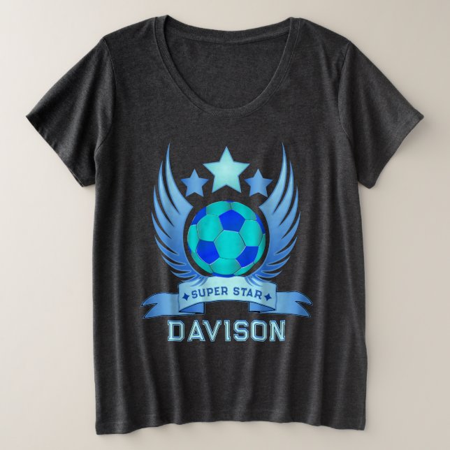 Camiseta Neon Blue Soccer Ball | Cool Sport Gifts For Boys (Frente do Design)