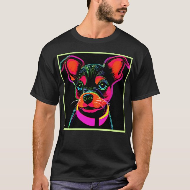 Camiseta Neon Canine Puppy Art (Frente)