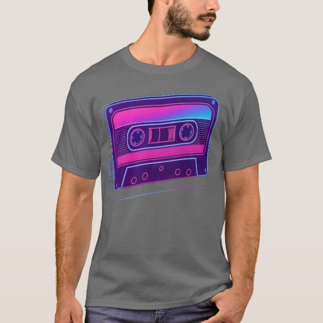 Camiseta Neon Cassetteape Retro Design retro (Frente)