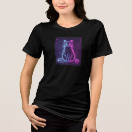 Camiseta **Neon Cat Design – Glowing Futuristic Feline Art*