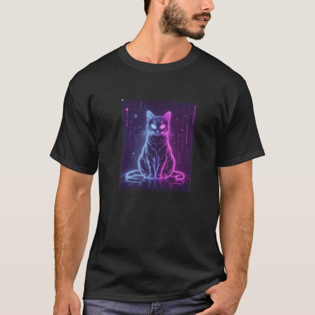 Camiseta **Neon Cat Design – Glowing Futuristic Feline Art* (Frente)