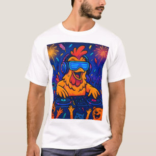 Camiseta Neon Chicken DJ Rave Party