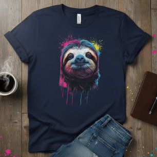 Camiseta Neon Chill — Sloth Color Splash Artístico