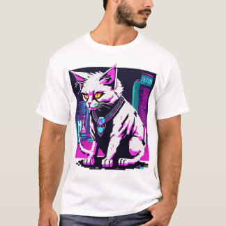 Camiseta Neon City Cyberpunk Cat
