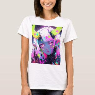 Camiseta Neon Colorful Kawaii Demon Anime Girl