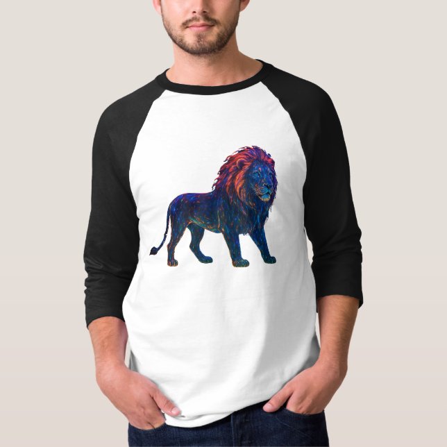 Camiseta Neon Colorful Lion Art (Frente)