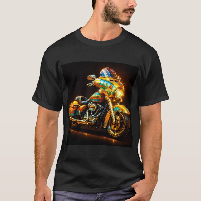 Camiseta "Neon Cruiser – Glowing Desert Ride Motorcycle Tee (Frente)