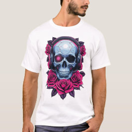Camiseta Neon Cyber Death Skull e Rosa White